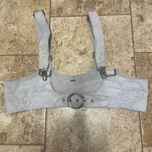 Free People Grey Suede Harness Large